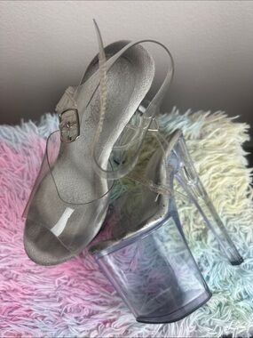 PLEASER 8” Platform Basic Clear Stripper Heels Size 7